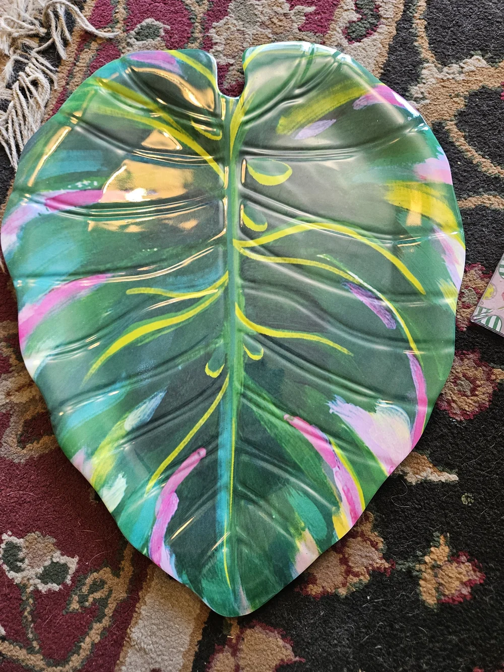 Hand-Painted Tropical Leaf Serving Tray - And Summer Tray With Handles